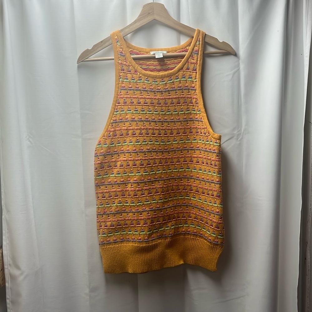 Sundance Orange Kitts Sleeveless Knit Geometric Sweater Tank- M - Picture 3 of 6